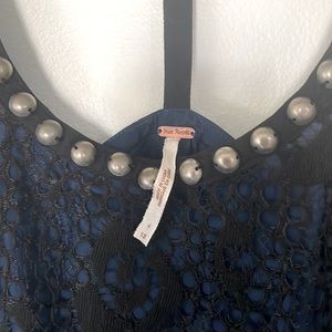 Free People Black & Blue Lace Mini Dress, Size 12